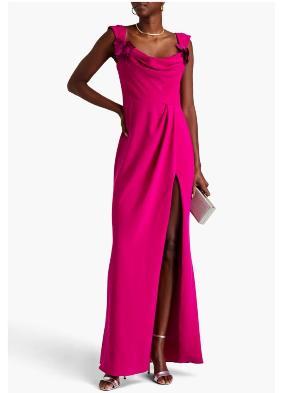 NWT Marchessa Fuchsia Cowl-Neck Gown